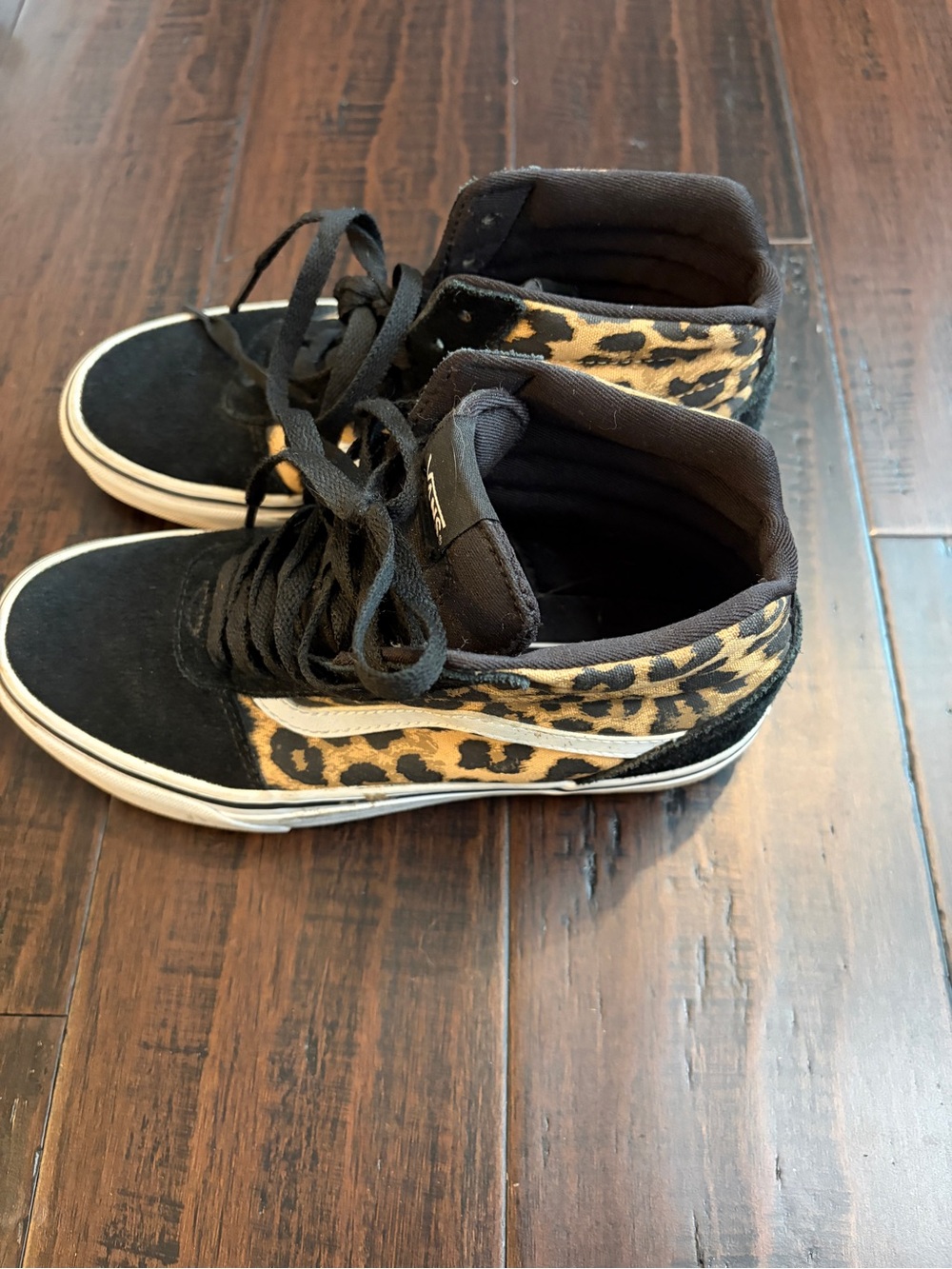 Vans High-Top Sk-8 Sneakers with Leopard Print and Black Suede Casual Skate 90’s - Picture 7 of 11